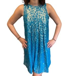 NWOT S+B Silk and Metallic Tank Shift Dress Women’s 4